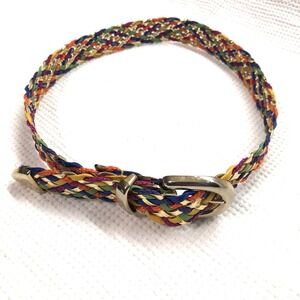 Women's Woven Belt Small Multicolor Metal Buckle Rope Braided Rainbow